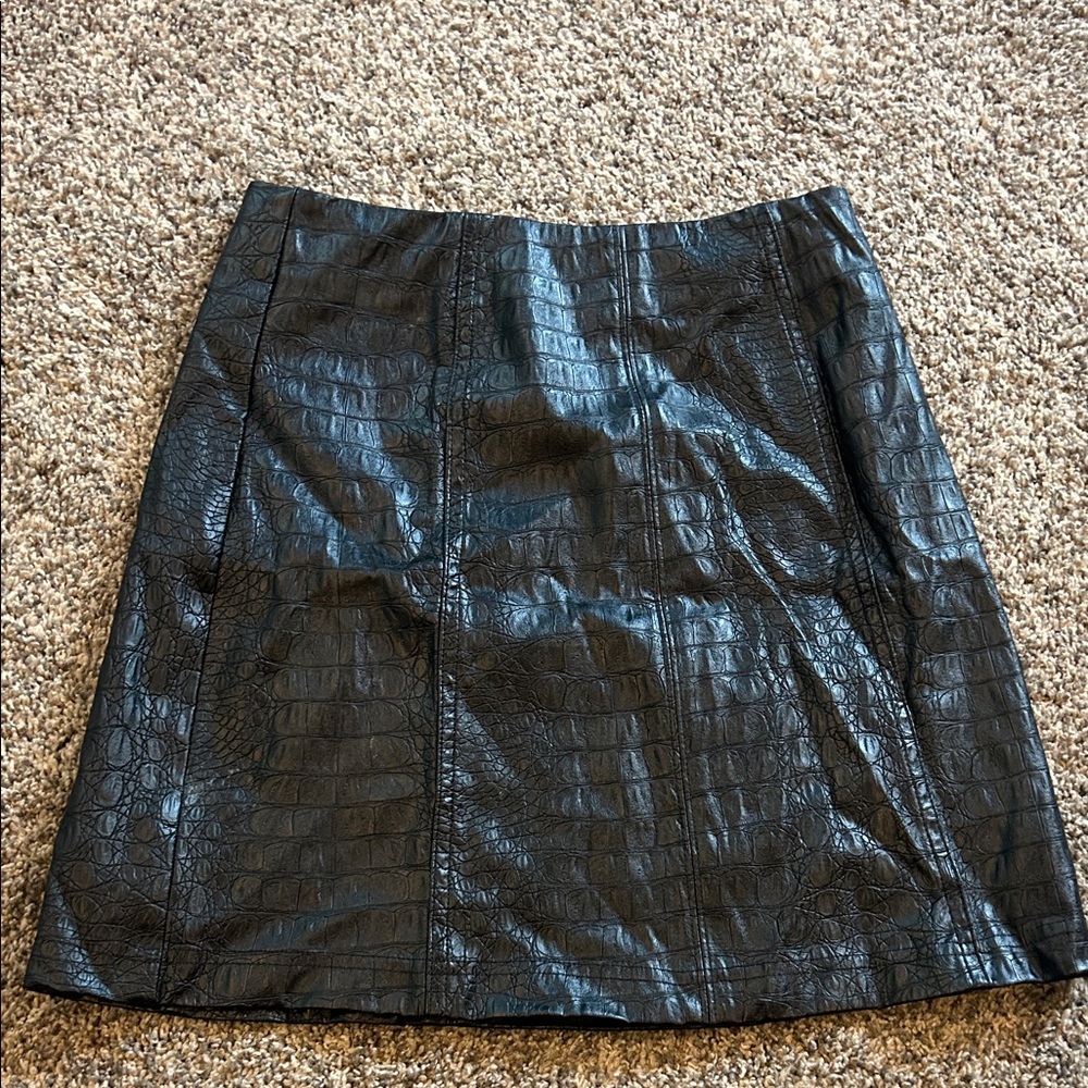 Miami Black Croc-Pattern Mini Skirt
